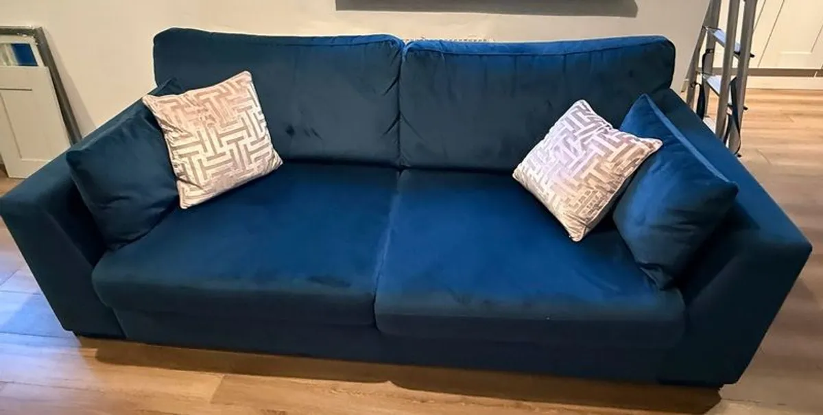 DFS Navy Plush Sofa - Image 2
