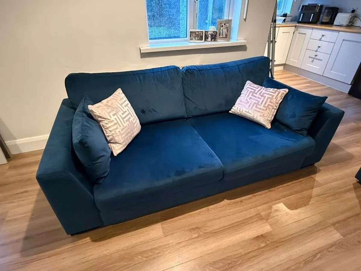 DFS Navy Plush Sofa - Image 3