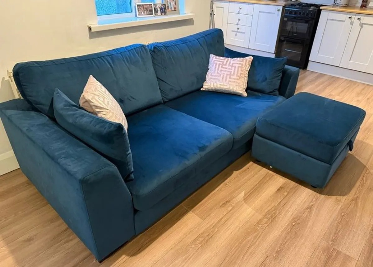 DFS Navy Plush Sofa - Image 4