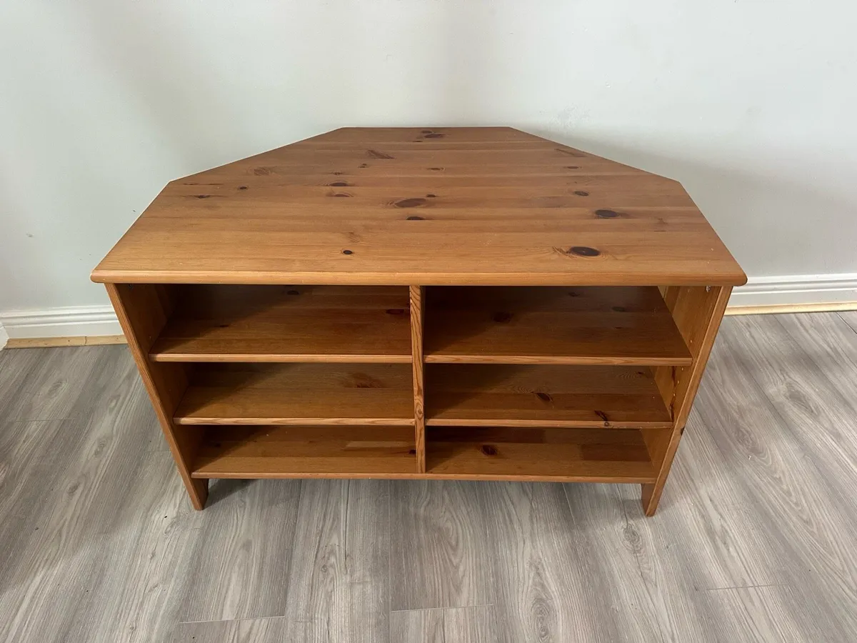 Wooden tv stand with shelves - Image 1