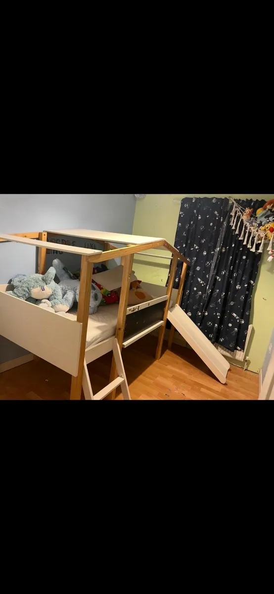 Single loft bed with slide & ladder
