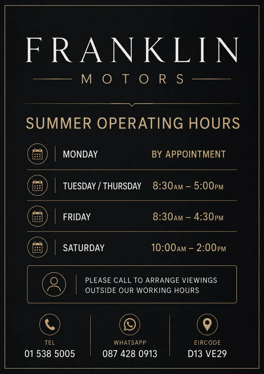 FRANKLIN MOTORS SUMMER OPENJNG  HOURS