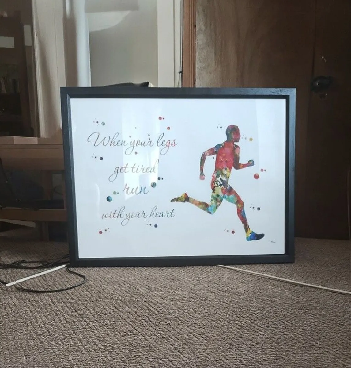Large Custom-framed Motivational Running Art - Image 1