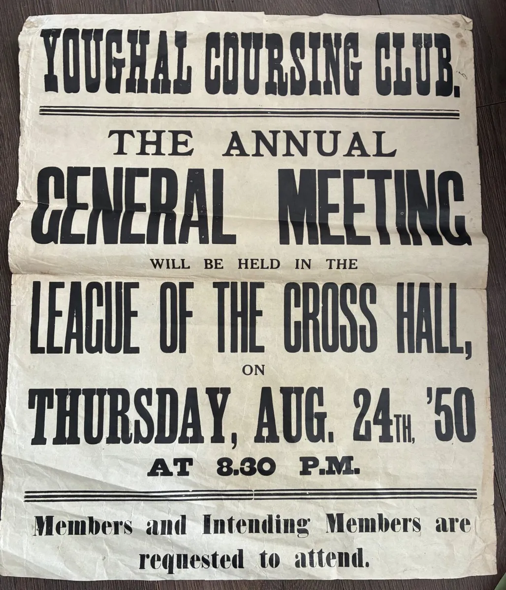 1950 Original Youghal Coursing Club Poster - Image 1