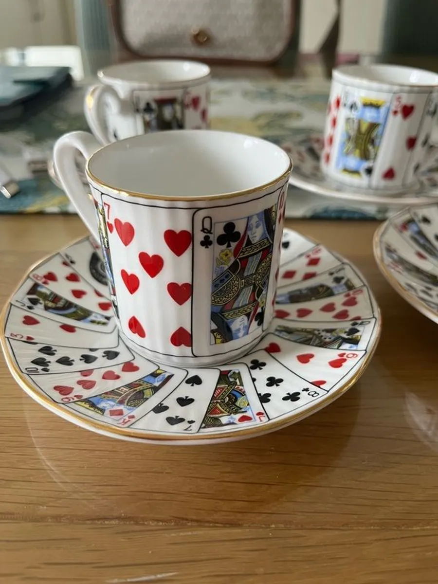 Fine Bone China Espresso Set 4 Cups & Saucers - Image 2