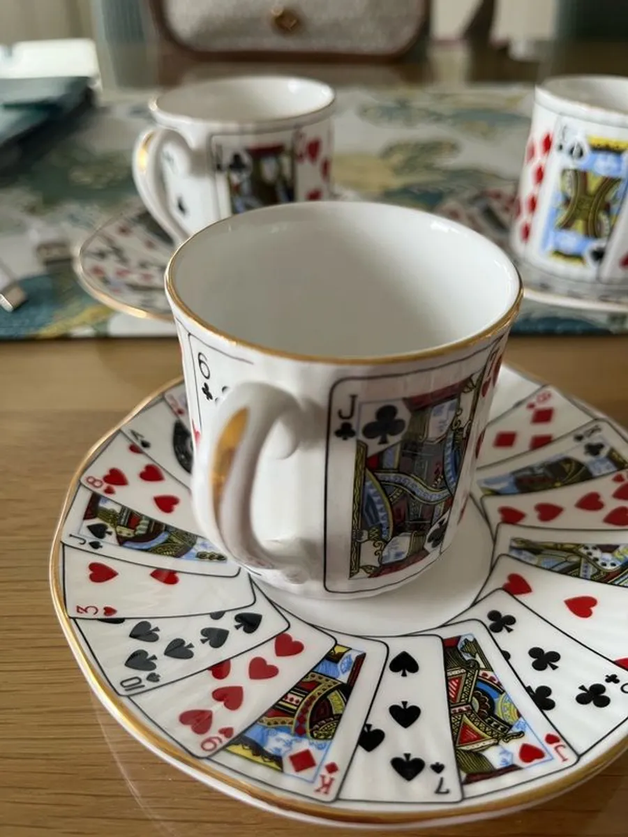Fine Bone China Espresso Set 4 Cups & Saucers - Image 3