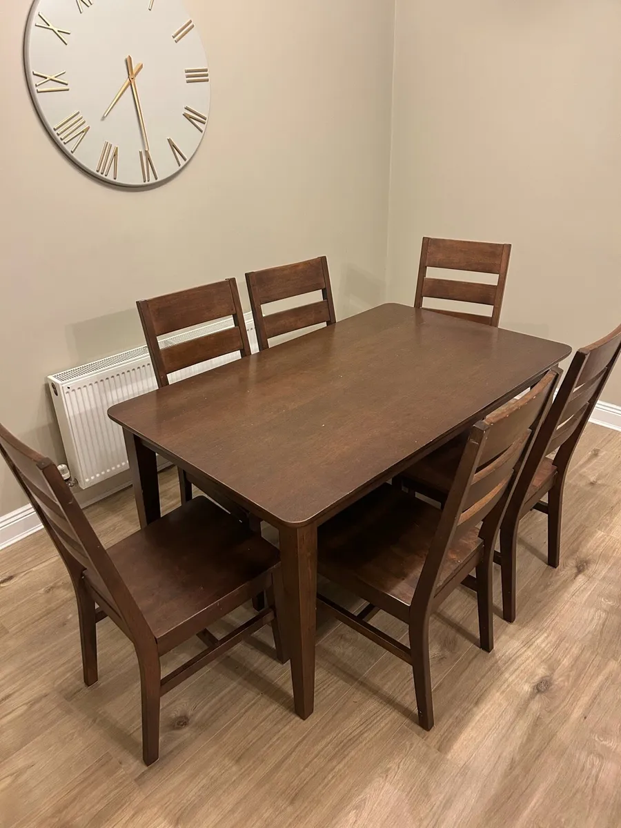 Dark Walnut Table and Chairs - Image 1