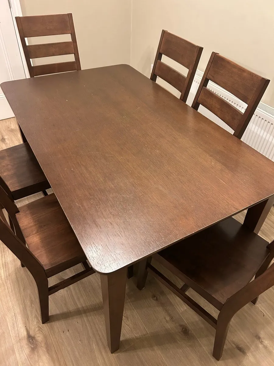 Dark Walnut Table and Chairs - Image 2