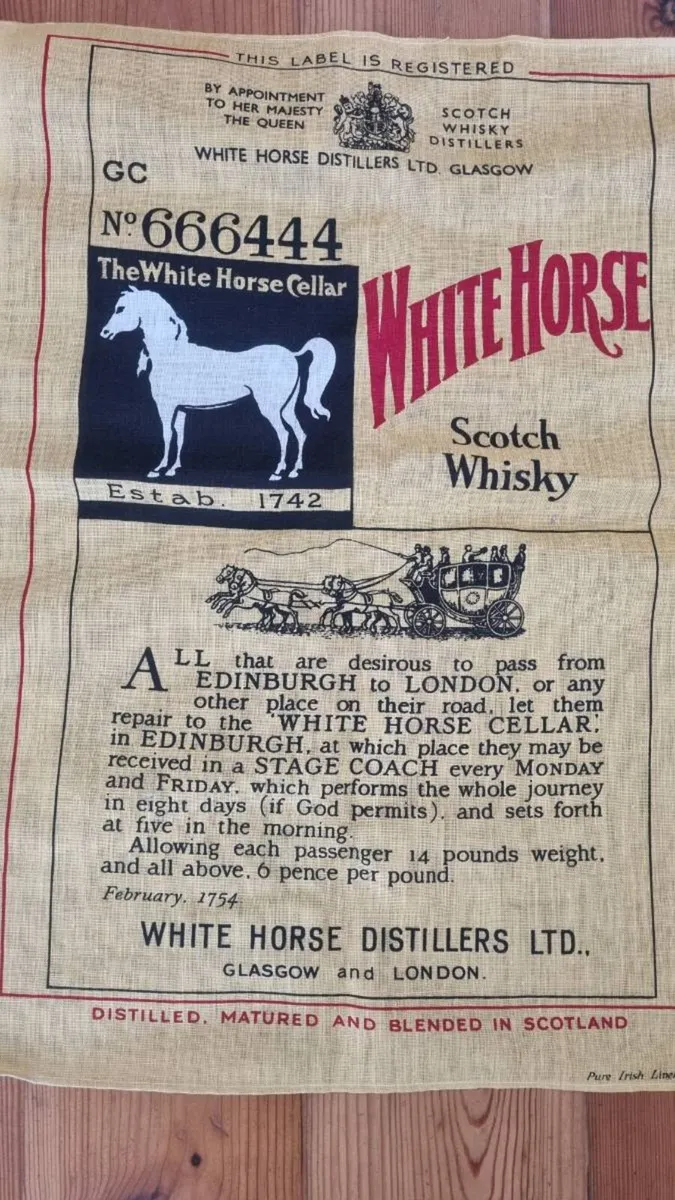 Vintage White Horse Whiskey Teatowel - Image 2