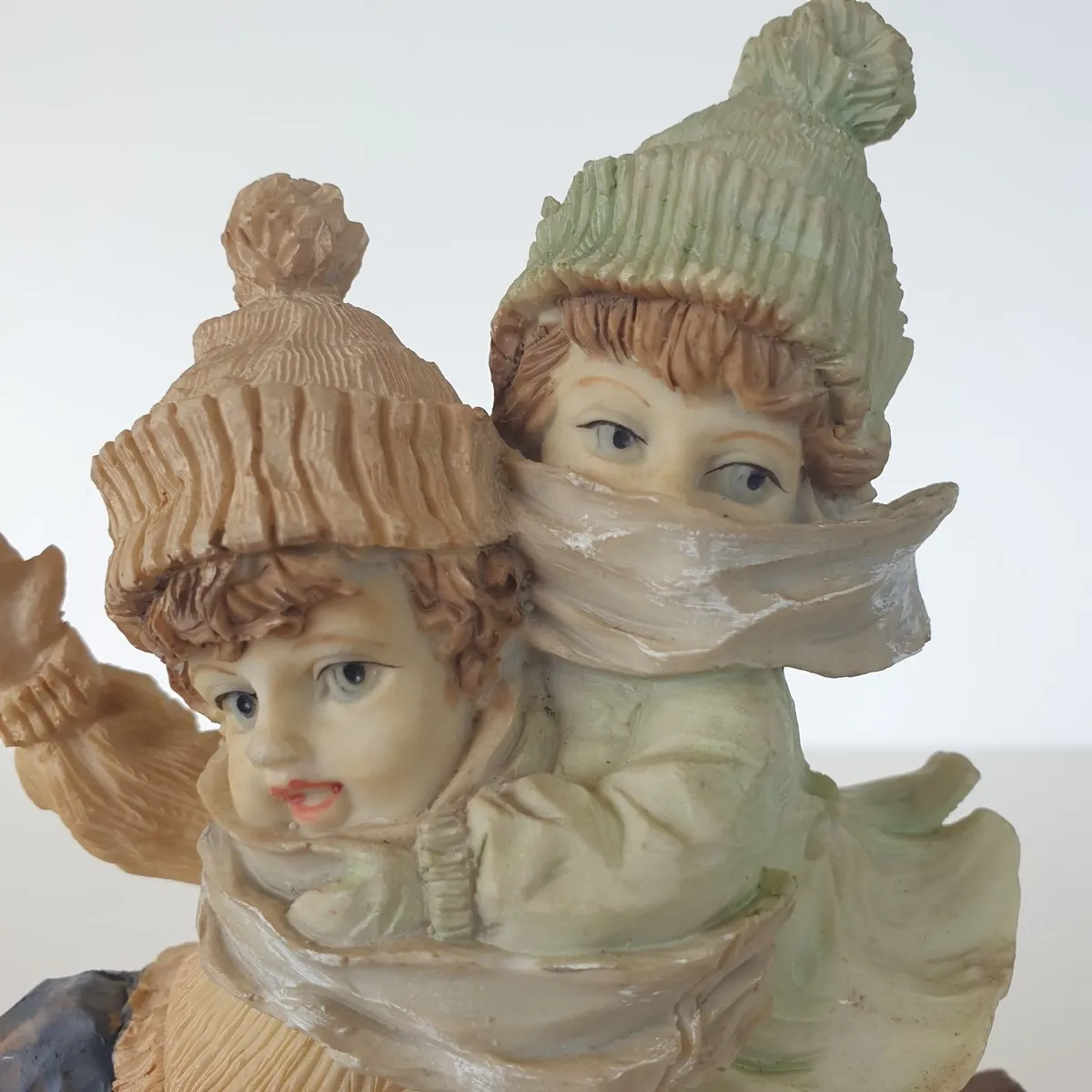 Children on slay sculpture  plinth ceramic vintage - Image 2