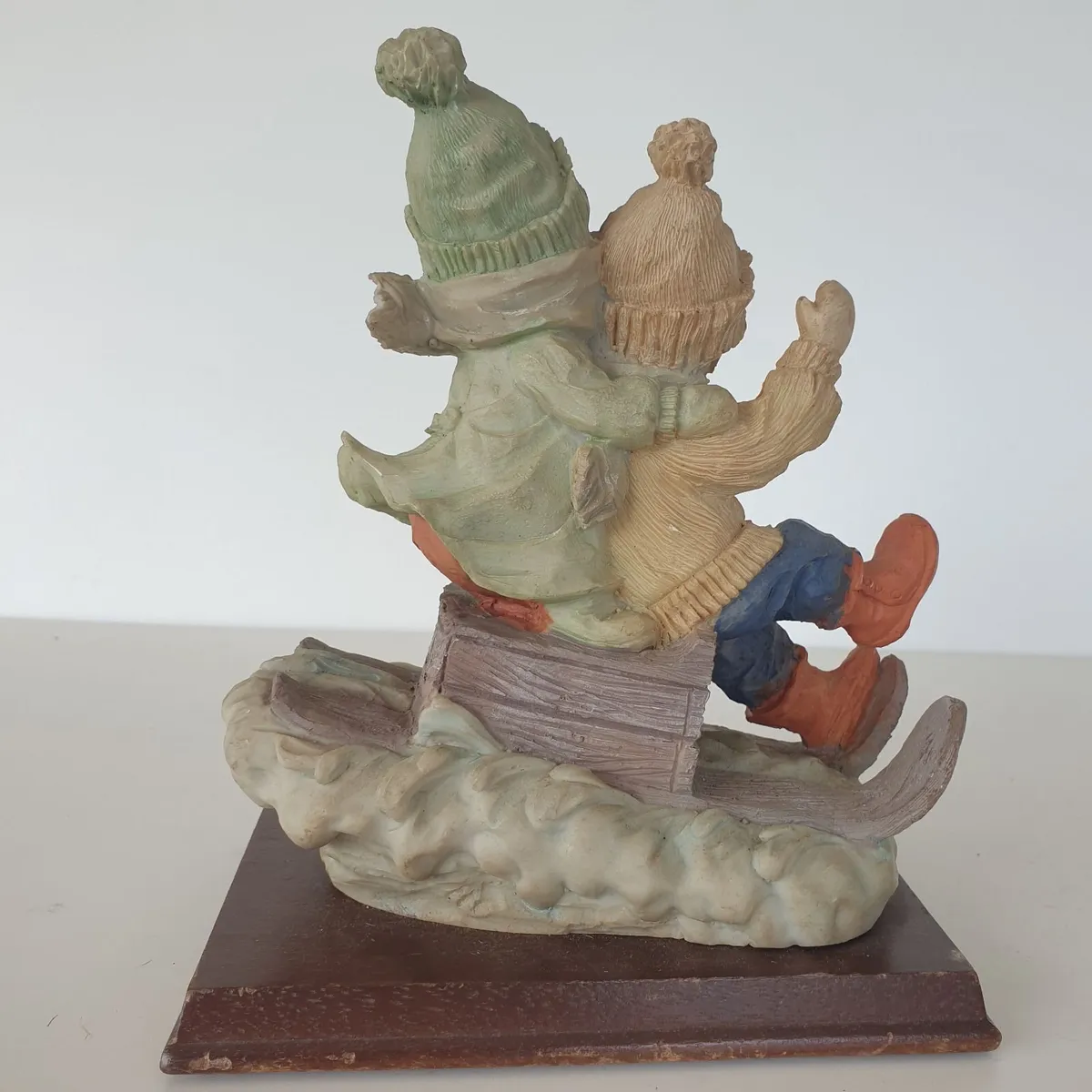 Children on slay sculpture  plinth ceramic vintage - Image 4