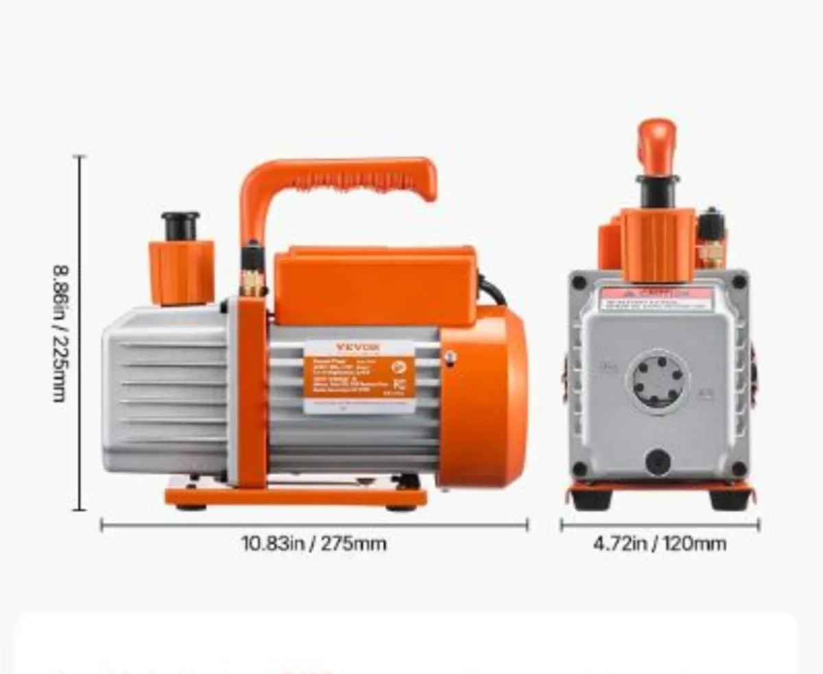 217 L/min(3.5 CFM) AC Vacuum Pump and Gauge Set, - Image 4
