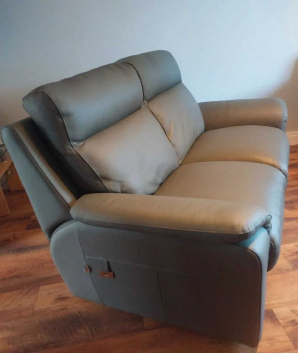 Paolo 2 seater grey leather couch