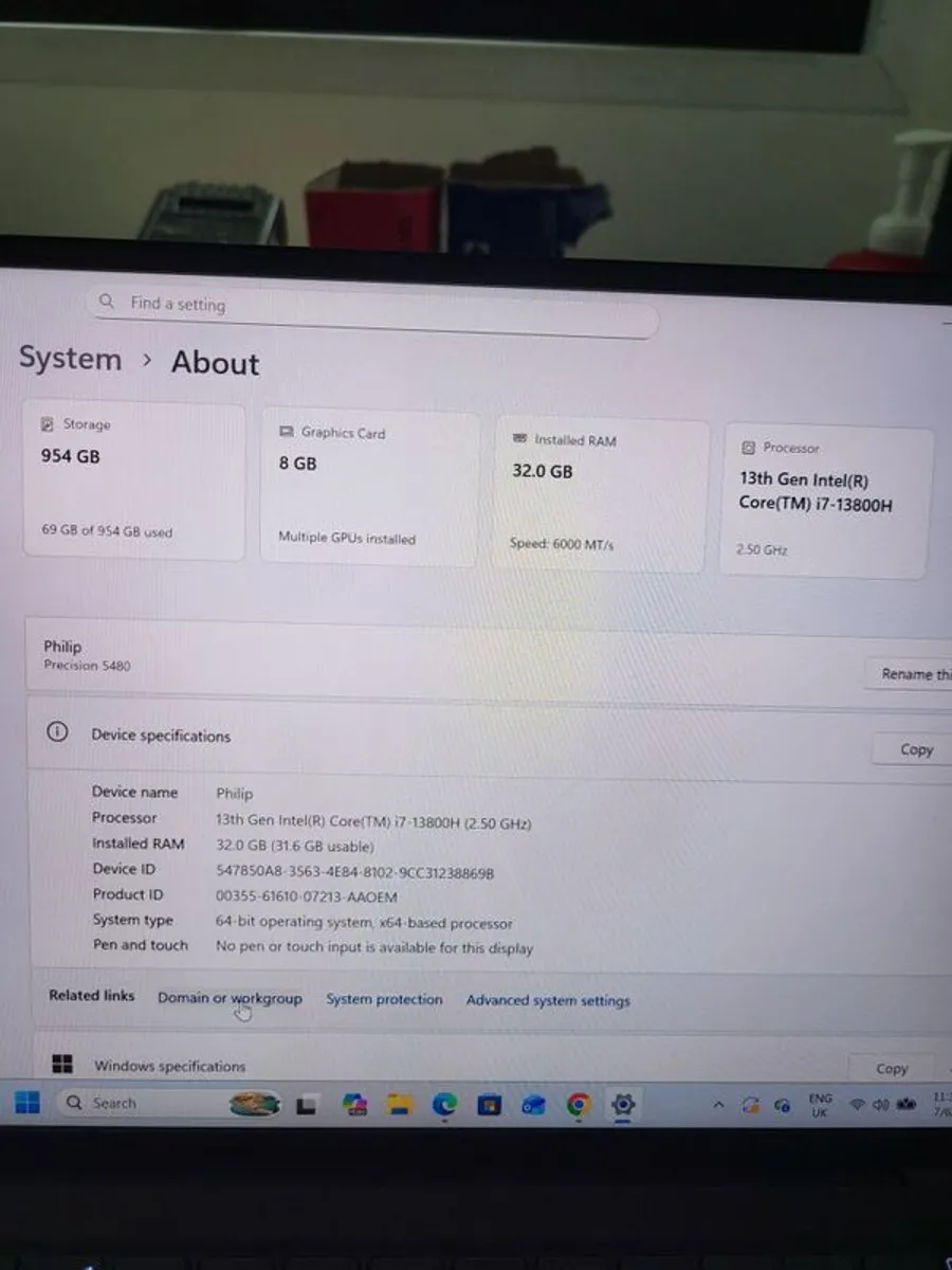 Dell Precision 5480 1TB storage 32GB RAM 13th Gen Intel I7 (R) and Core (TM) 17-13800H - Image 3