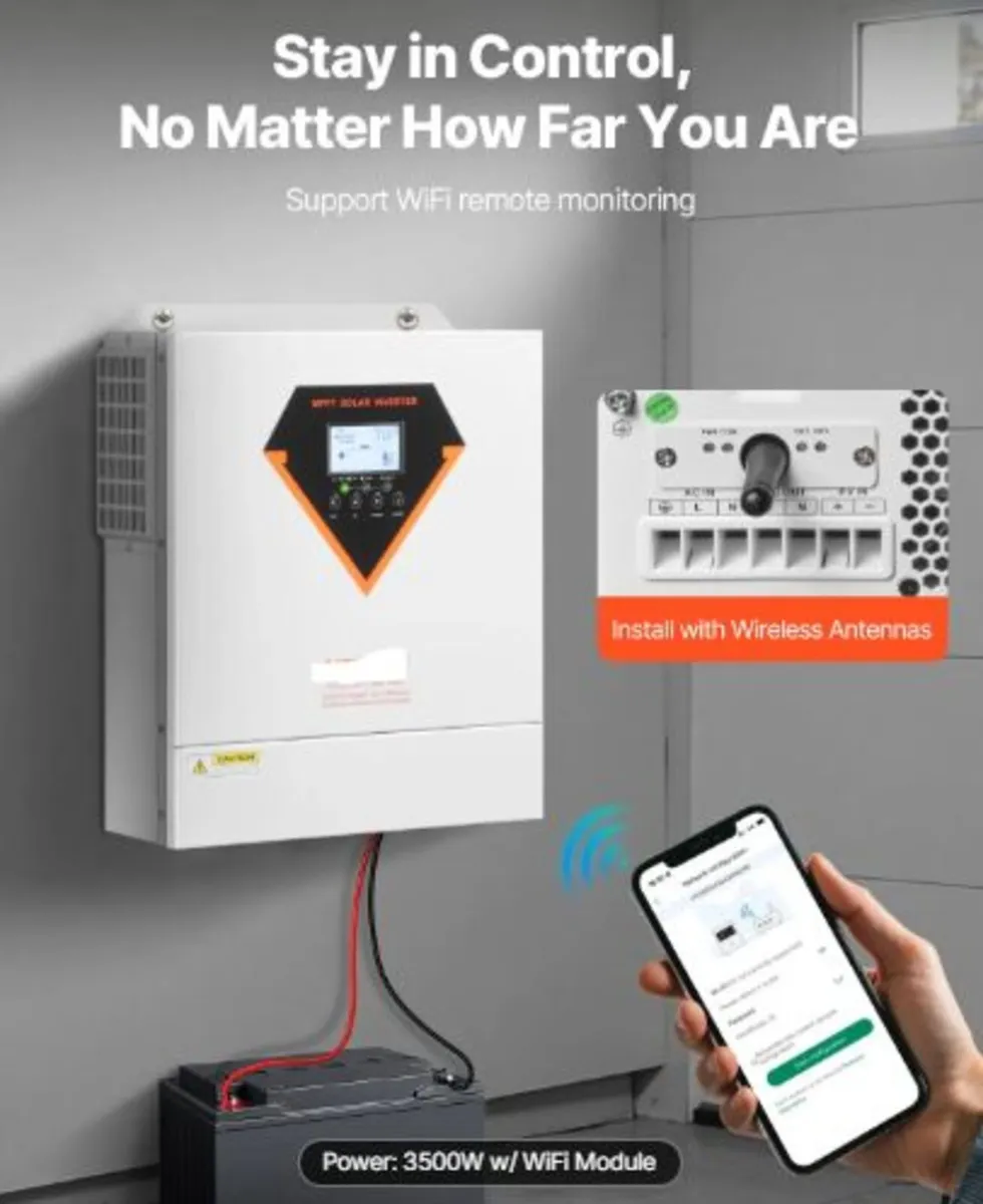 Hybrid Solar Inverter, 3500W, All in One Pure Sine - Image 2