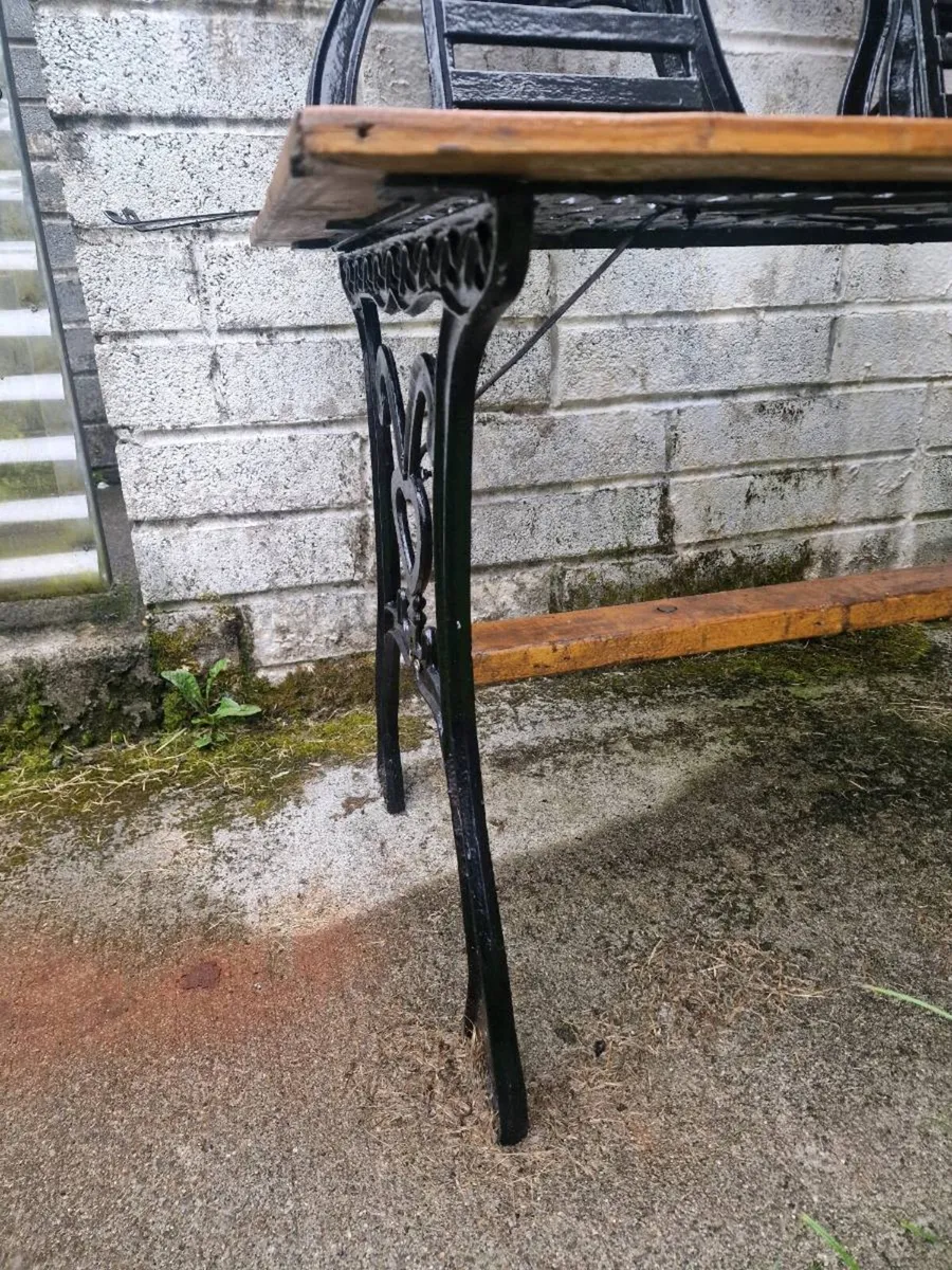 Cast iron table + benches - Image 3