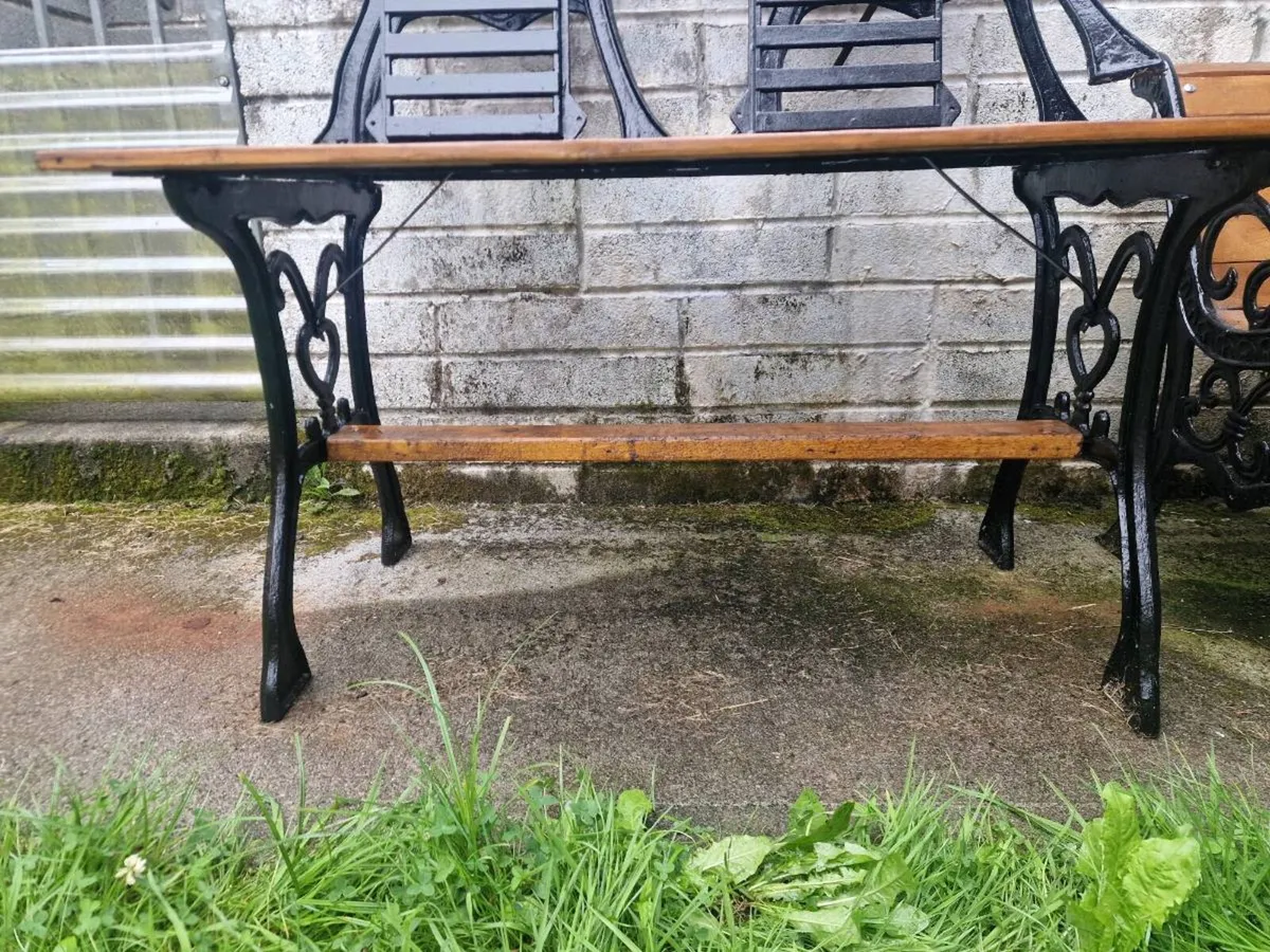 Cast iron table + benches - Image 2