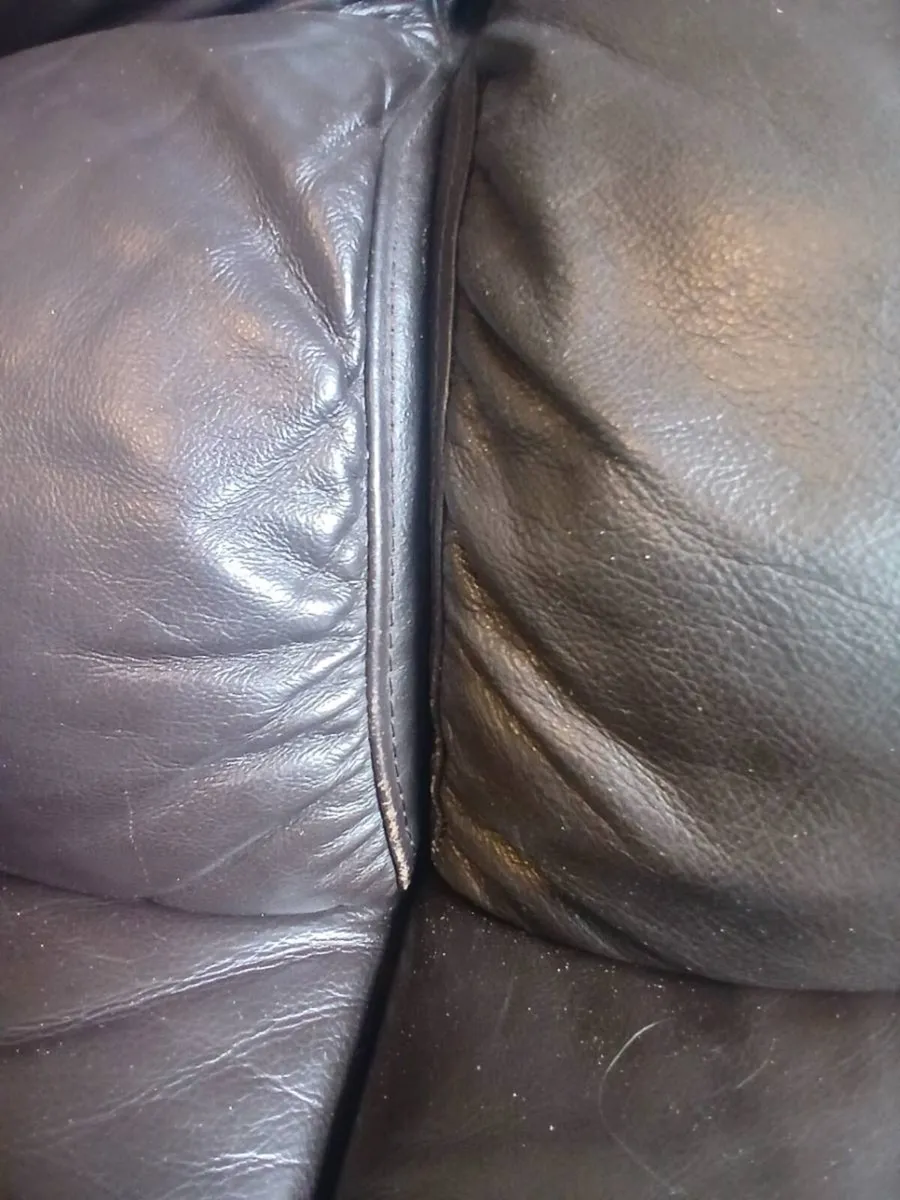 2 seater brown leather recliner couch - Image 4