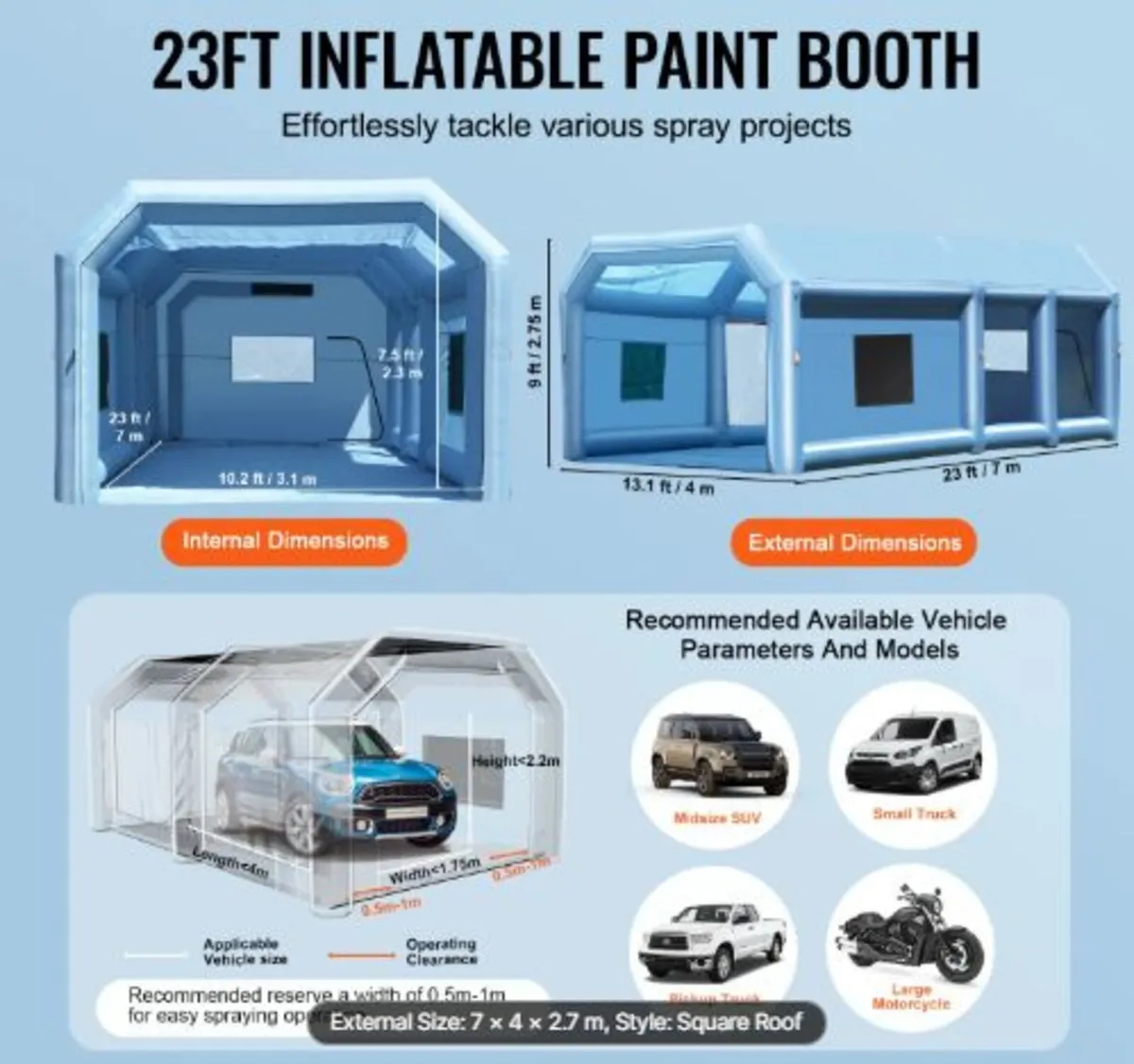 Inflatable Paint Booth,23x13.1x 9 ft/7 x 4 x 2.7m - Image 2