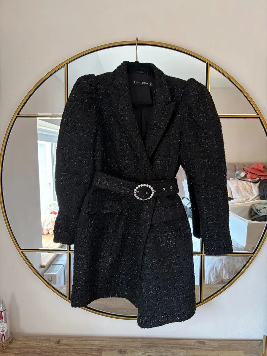 Lavish Alice Black Tweed Blazer Dress UK 8 - Image 1