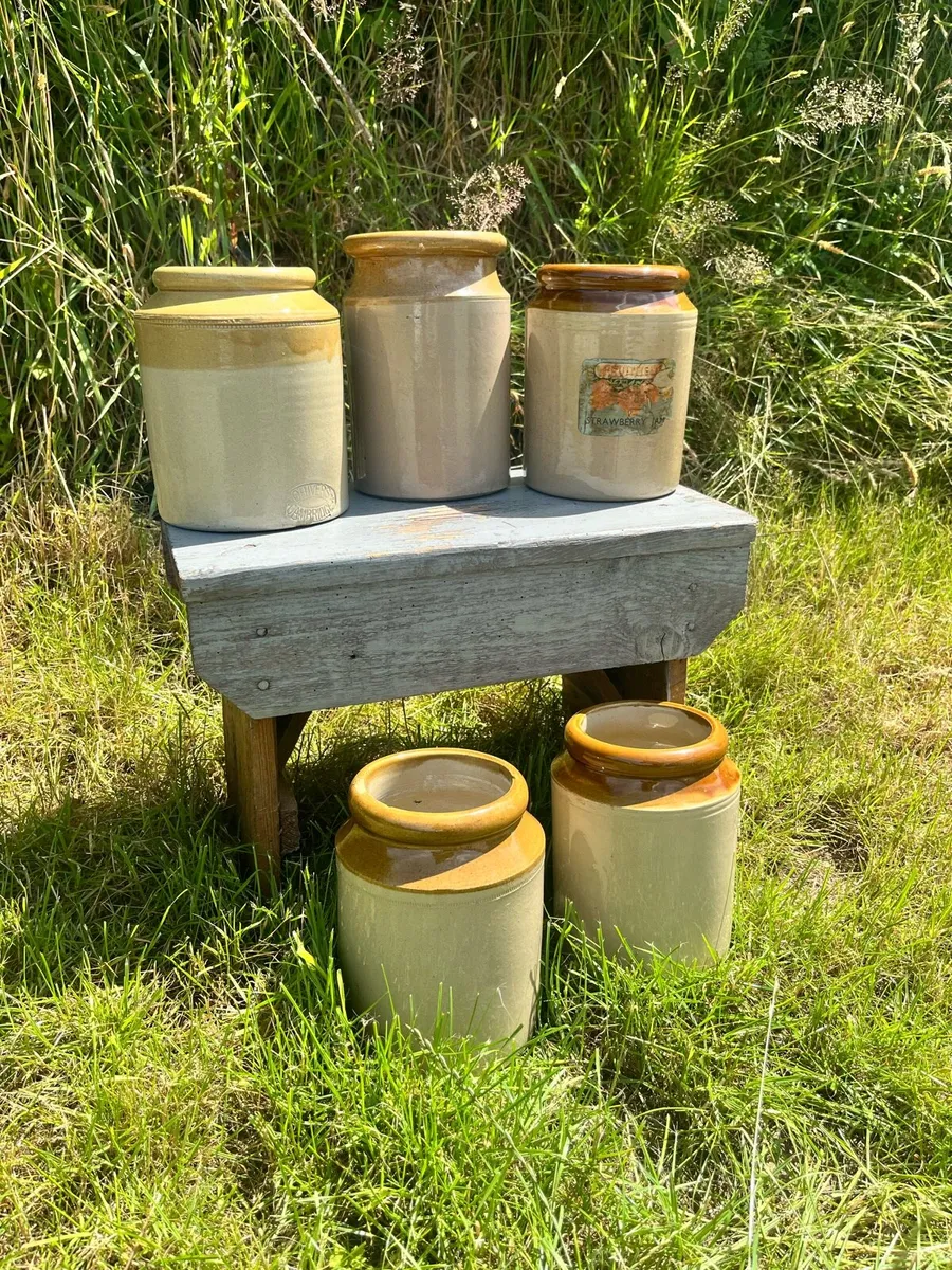 Old Stoneware Pots x5 - Image 1