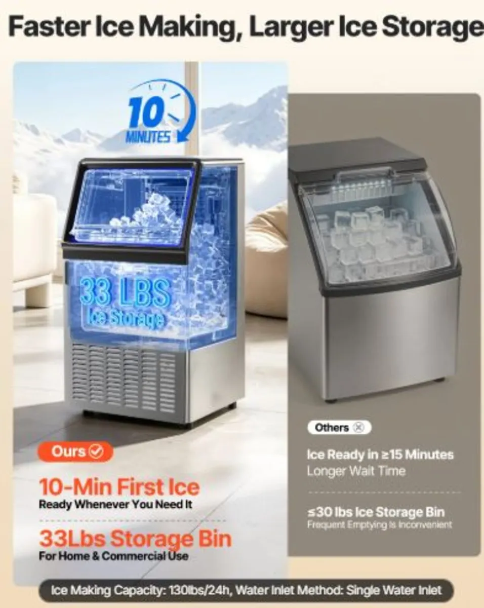 Commercial Ice Maker Machine, 59kg/24H with 15kg - Image 2