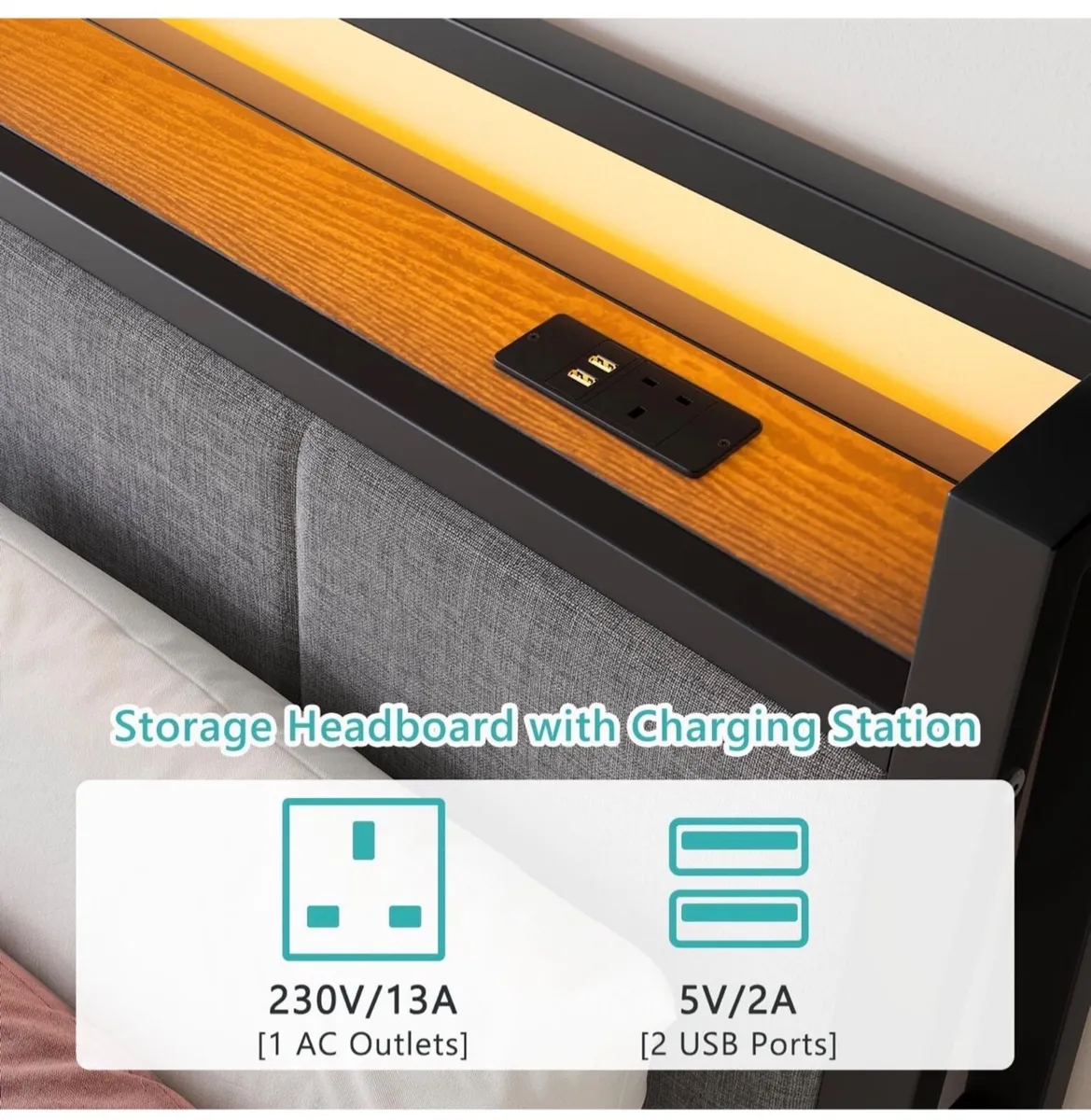 Bed Frame, 4FT6 Bed Frame Ergonomics Double with C - Image 3