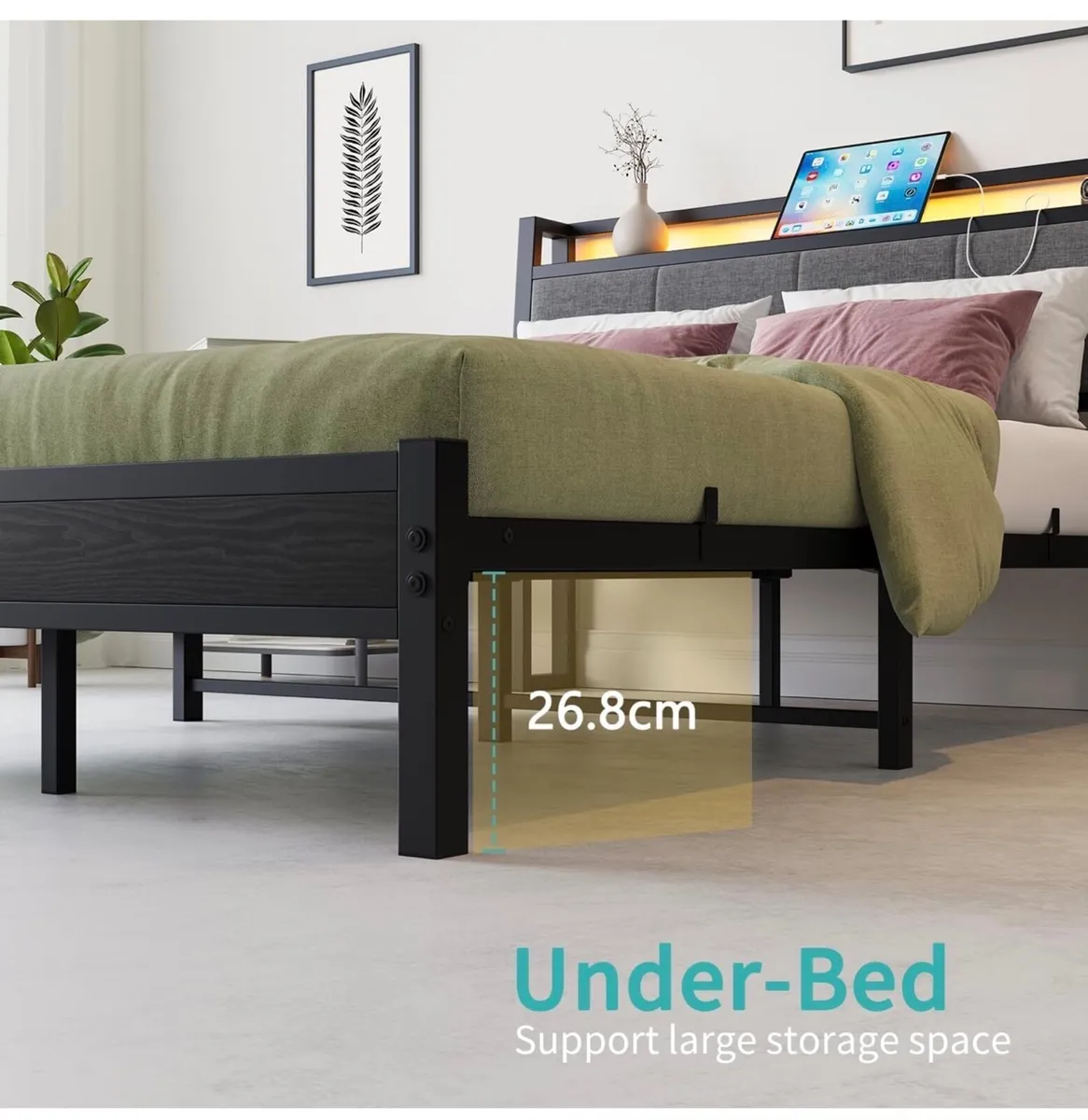 Bed Frame, 4FT6 Bed Frame Ergonomics Double with C - Image 2