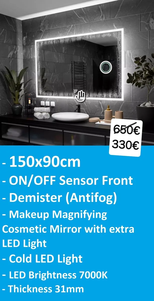 LED Bathroom Mirror Sensor Fog Free Makeup