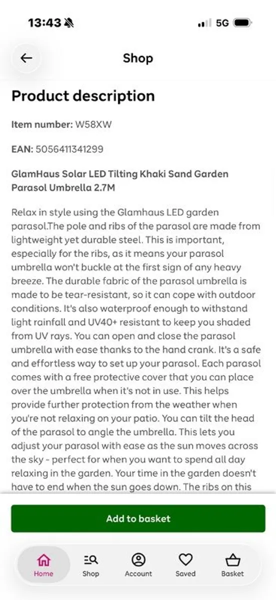 Glamhaus 2.7m Tilting Khaki Sand Parasol Umbrella - Image 4