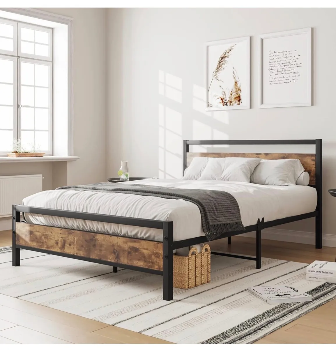Small double Metal Platform Bed Frame 120 x 200cm - Image 1