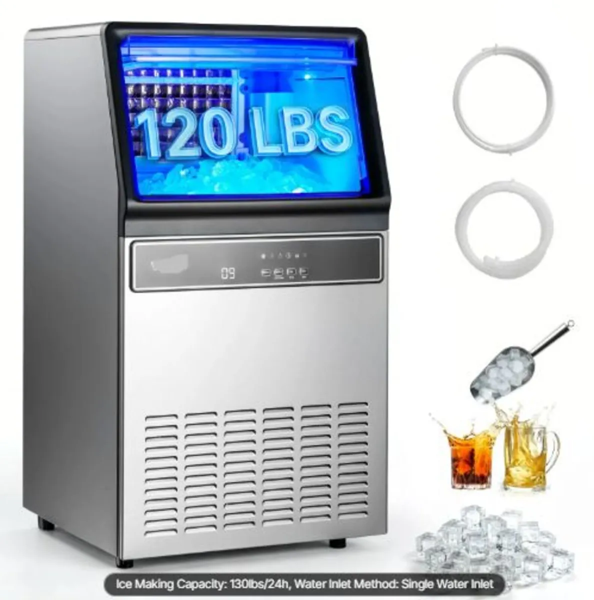 Commercial Ice Maker Machine, 59kg/24H with 15kg - Image 1