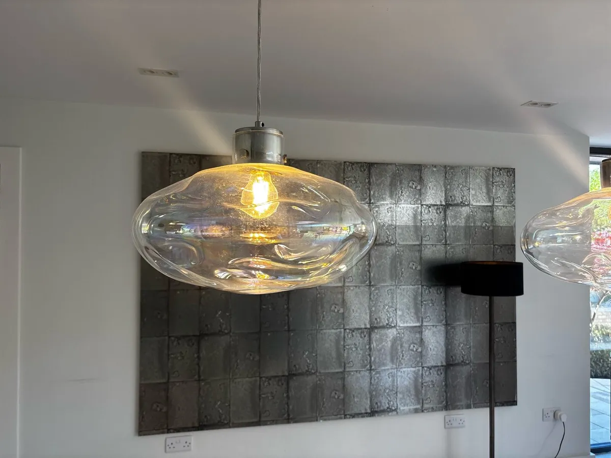 Blown Glass bubble pendant lights x3 - Image 2