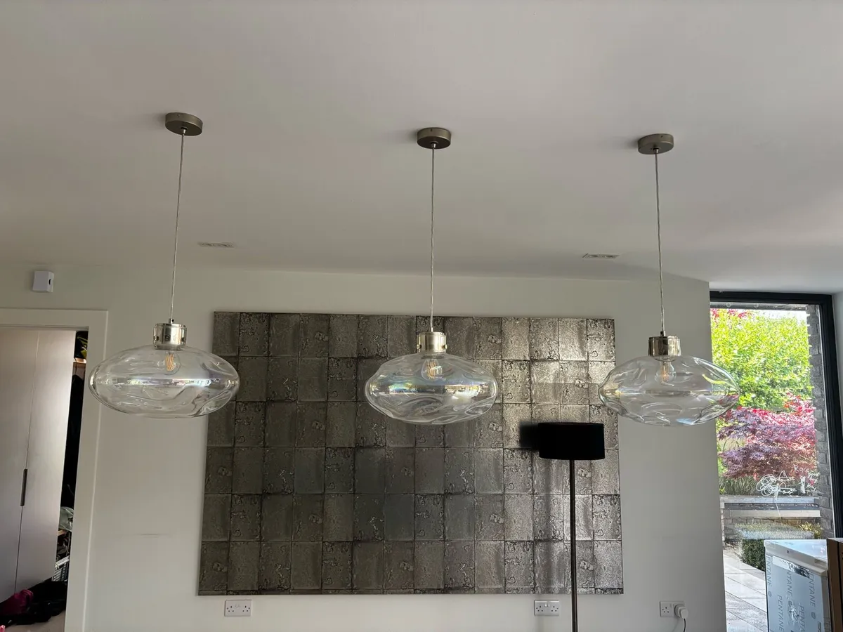 Blown Glass bubble pendant lights x3 - Image 3