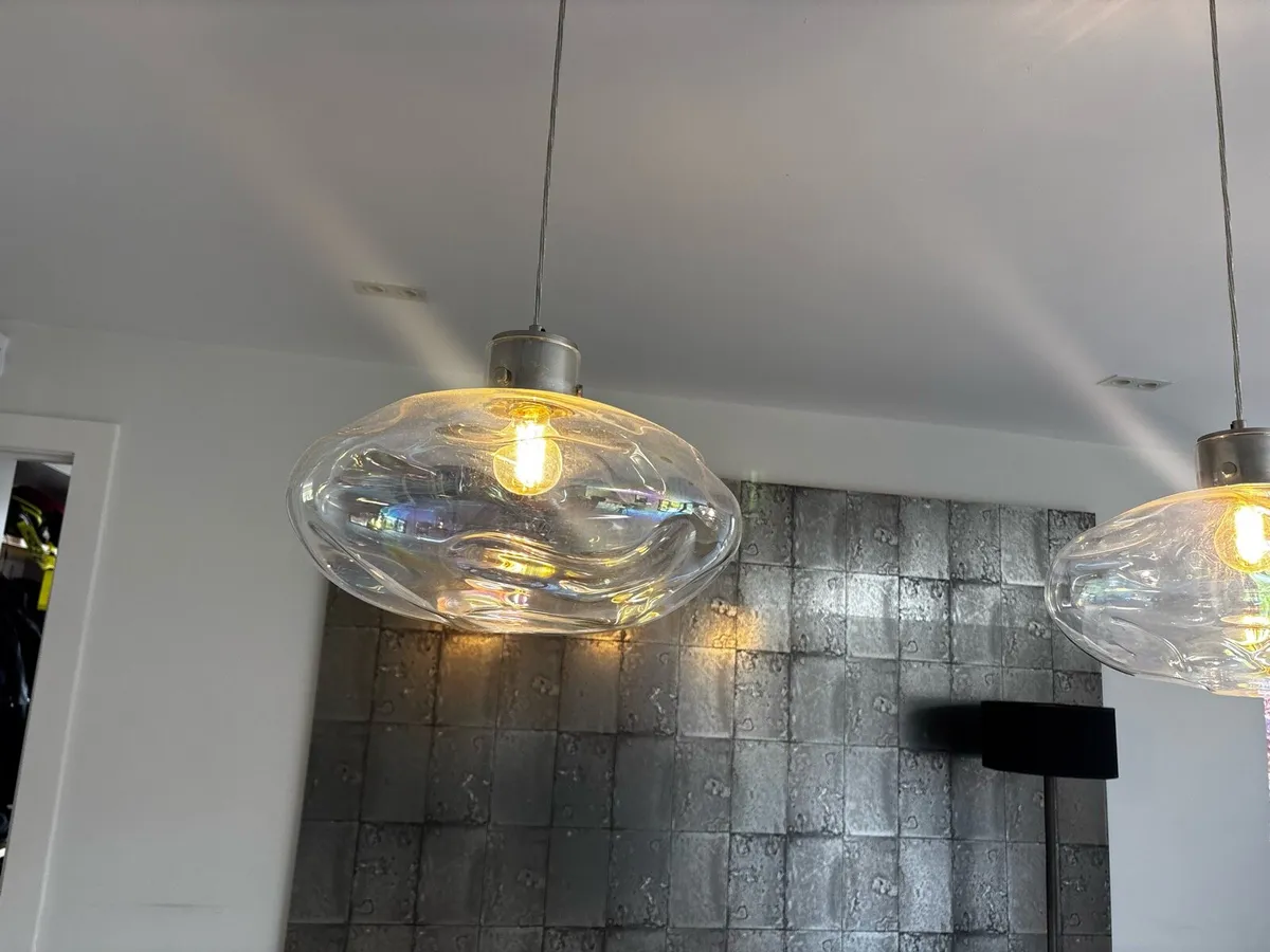Blown Glass bubble pendant lights x3 - Image 4