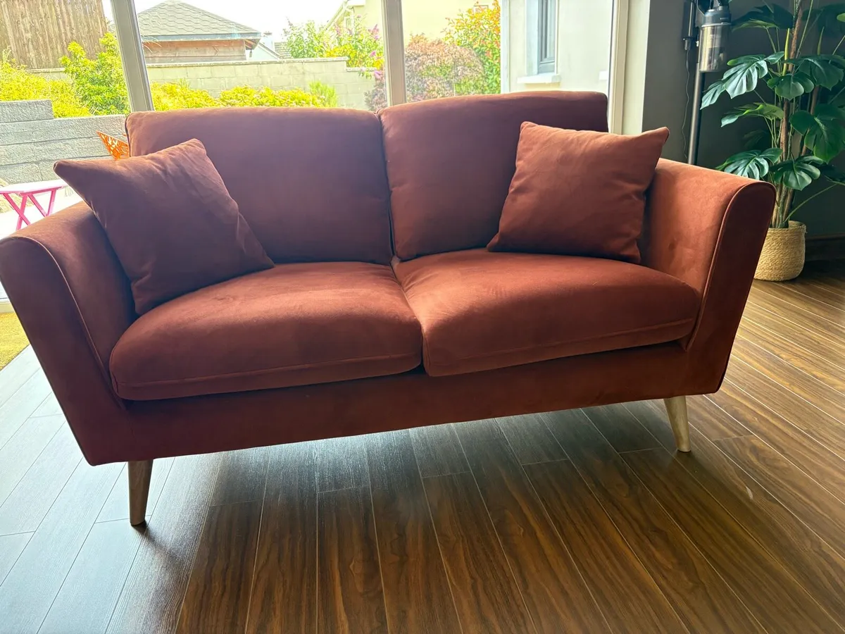 2 x IVY Rust Velvet 2 Seater Sofa - Image 3
