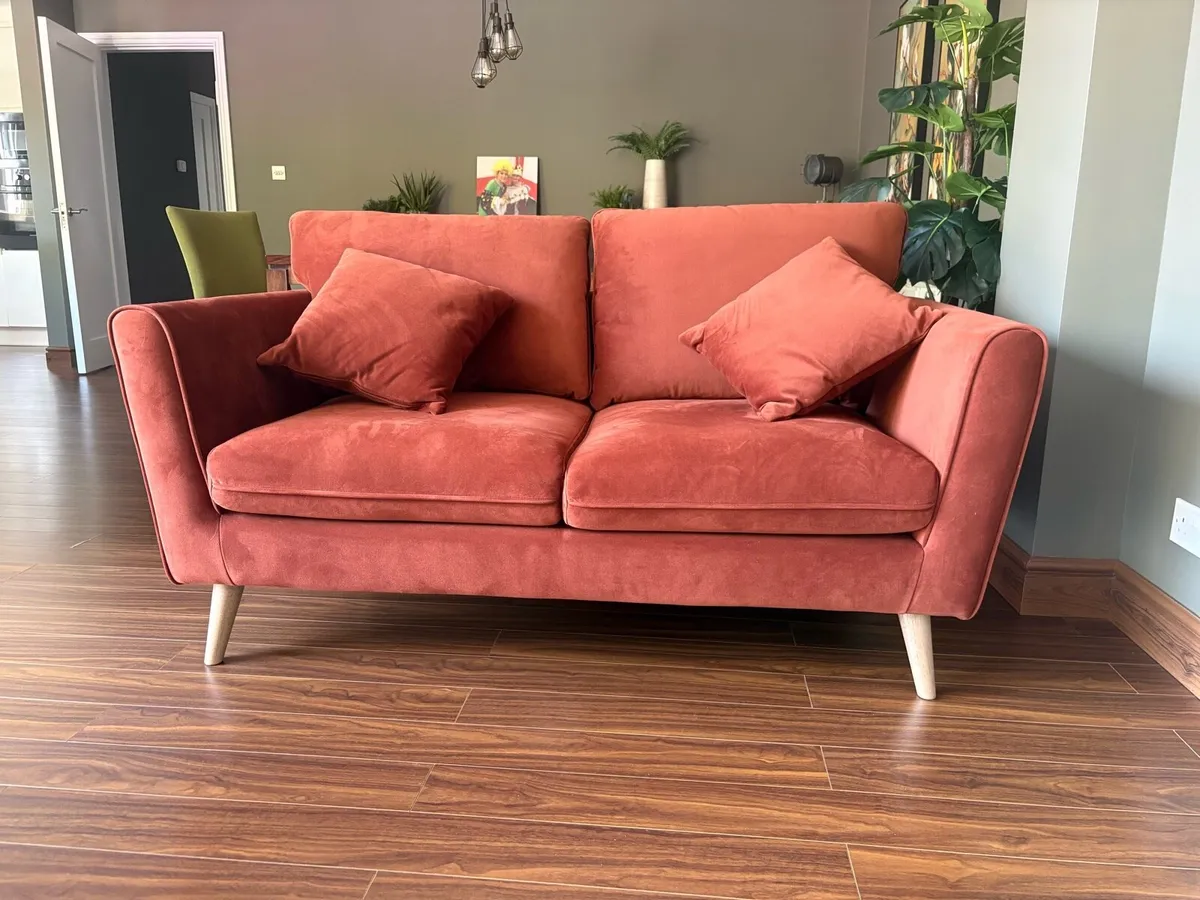 2 x IVY Rust Velvet 2 Seater Sofa - Image 4