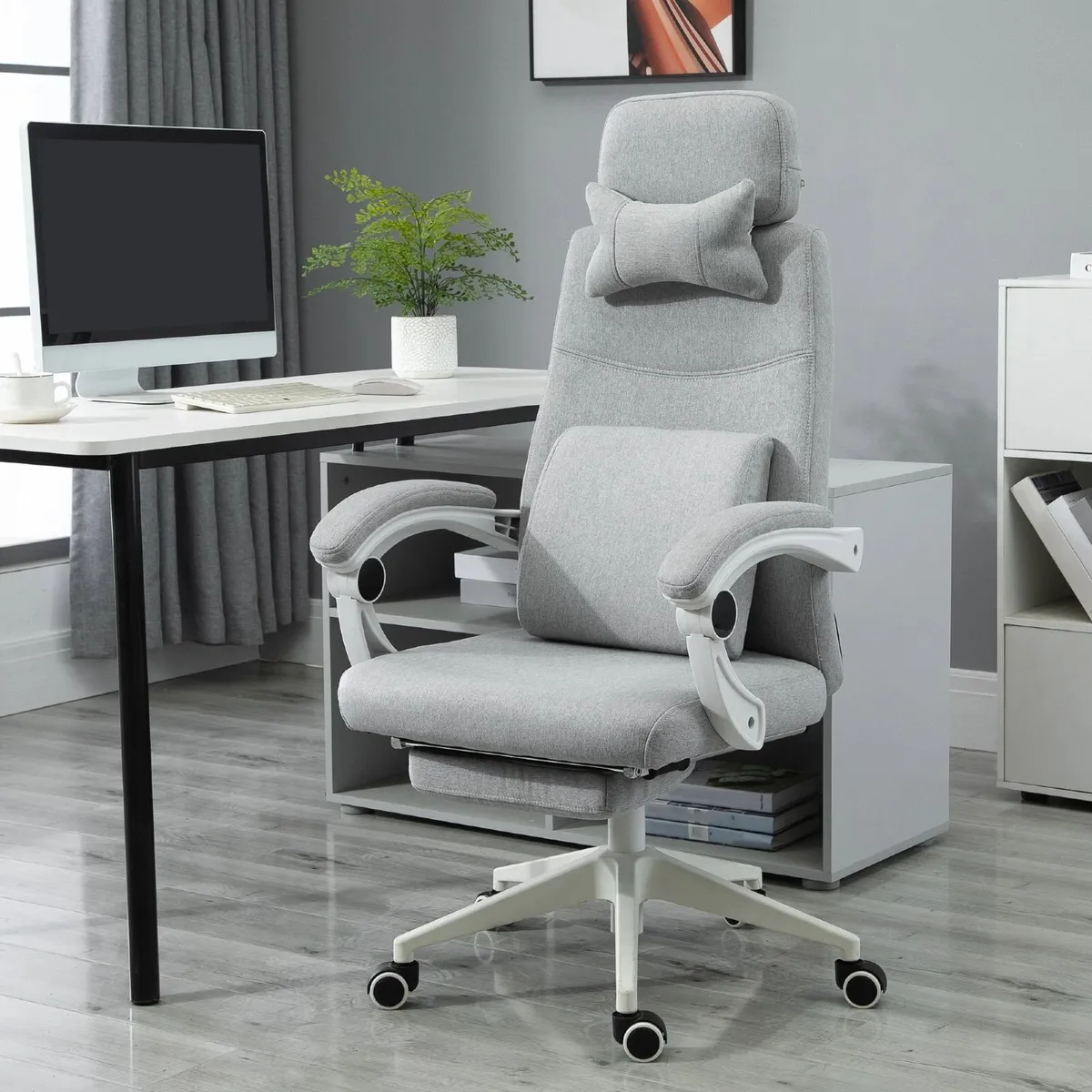 High Back Office Chair Reclining With Footrest - Image 1