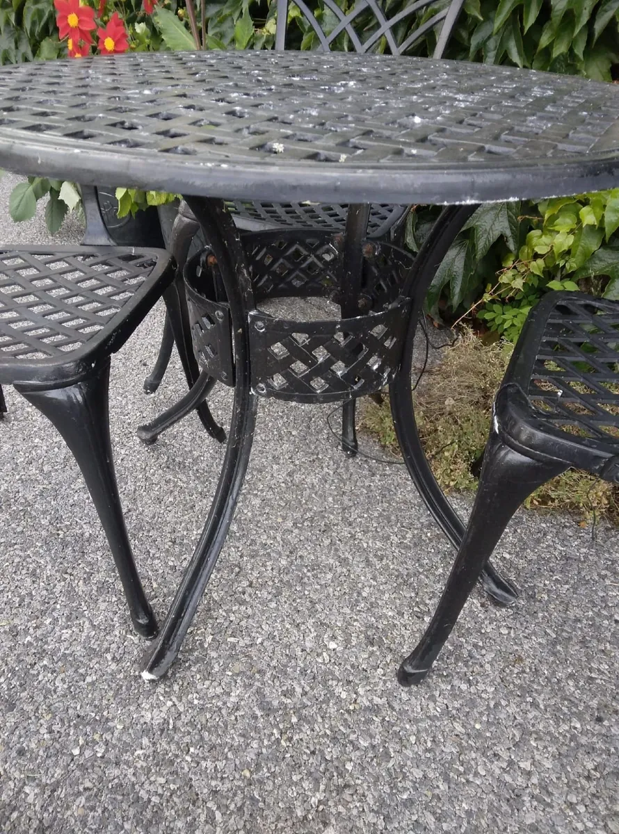 Black Cast Garden Dining Set – Table & 4 Chairs - Image 2