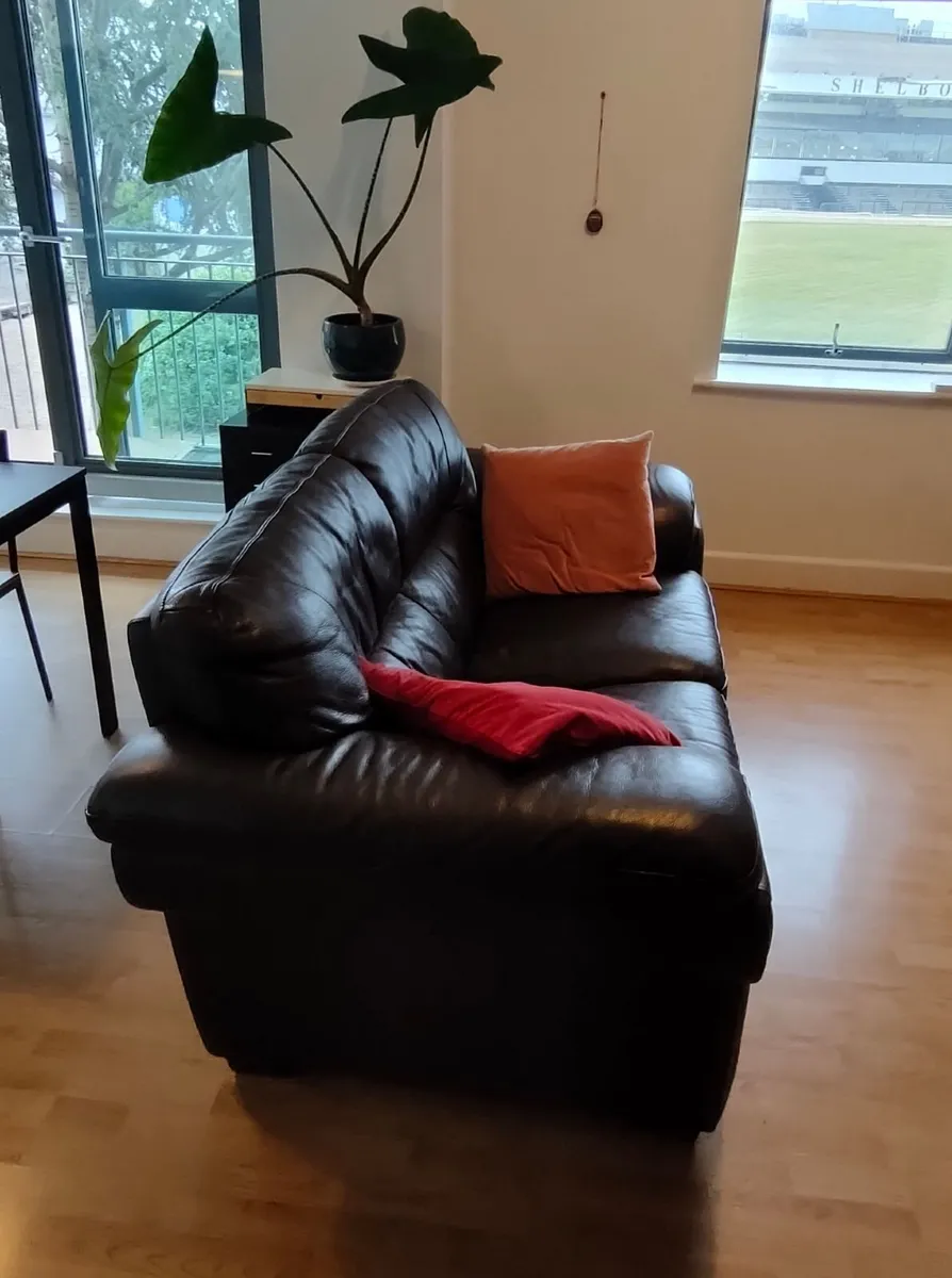 2-Seater Real Leather Loveseat Sofa – €100 - Image 1