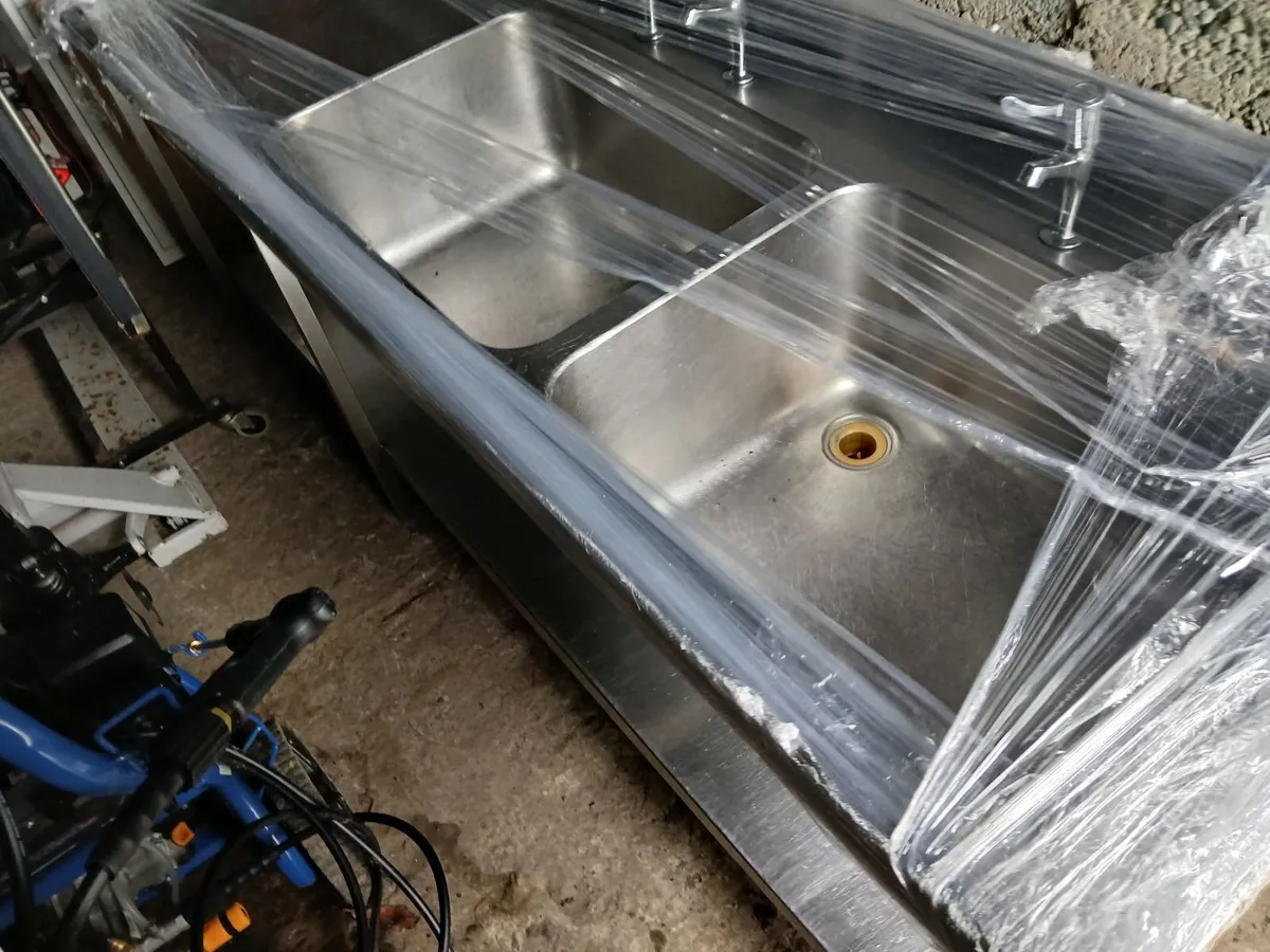 Staneless steel cabbinet double sink unit complete - Image 2