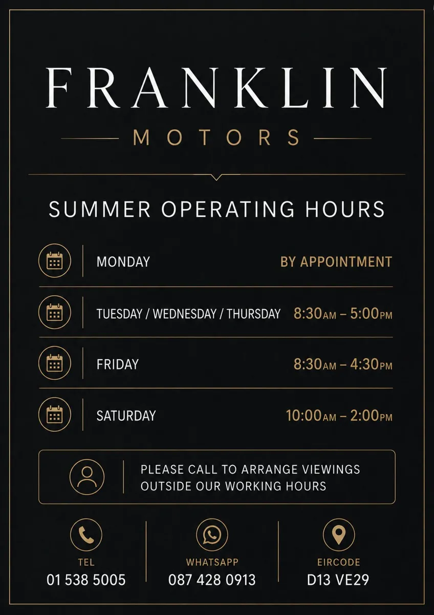 FRANKLIN MOTORS SUMMER OPENJNG  HOURS
