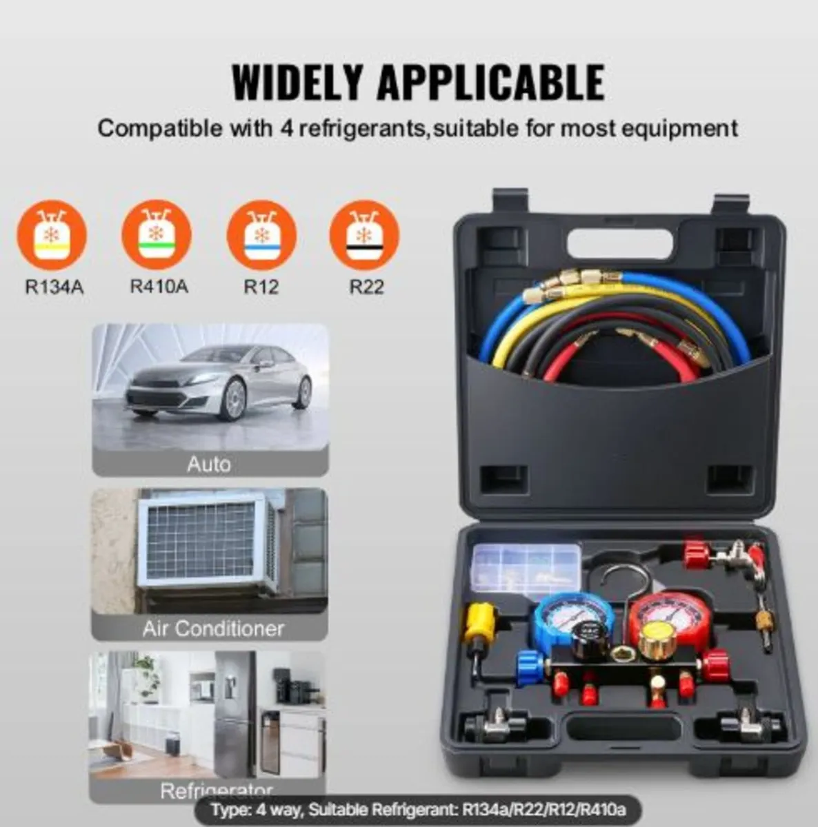 4 Way AC Gauge - AC Manifold Gauge Set for R134A - Image 2
