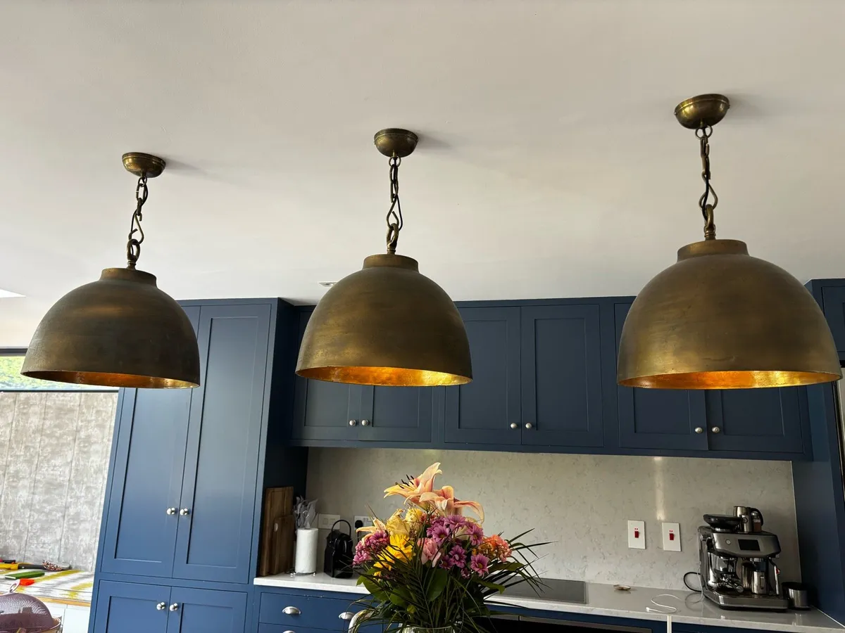 Brass Pendant Ceiling Light x3 - Image 1