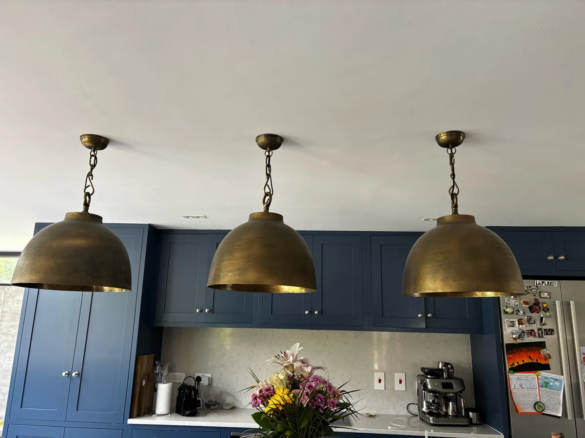 Brass Pendant Ceiling Light x3 - Image 2