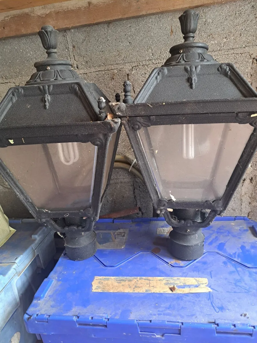 pair of vintage-style black exterior lanterns
