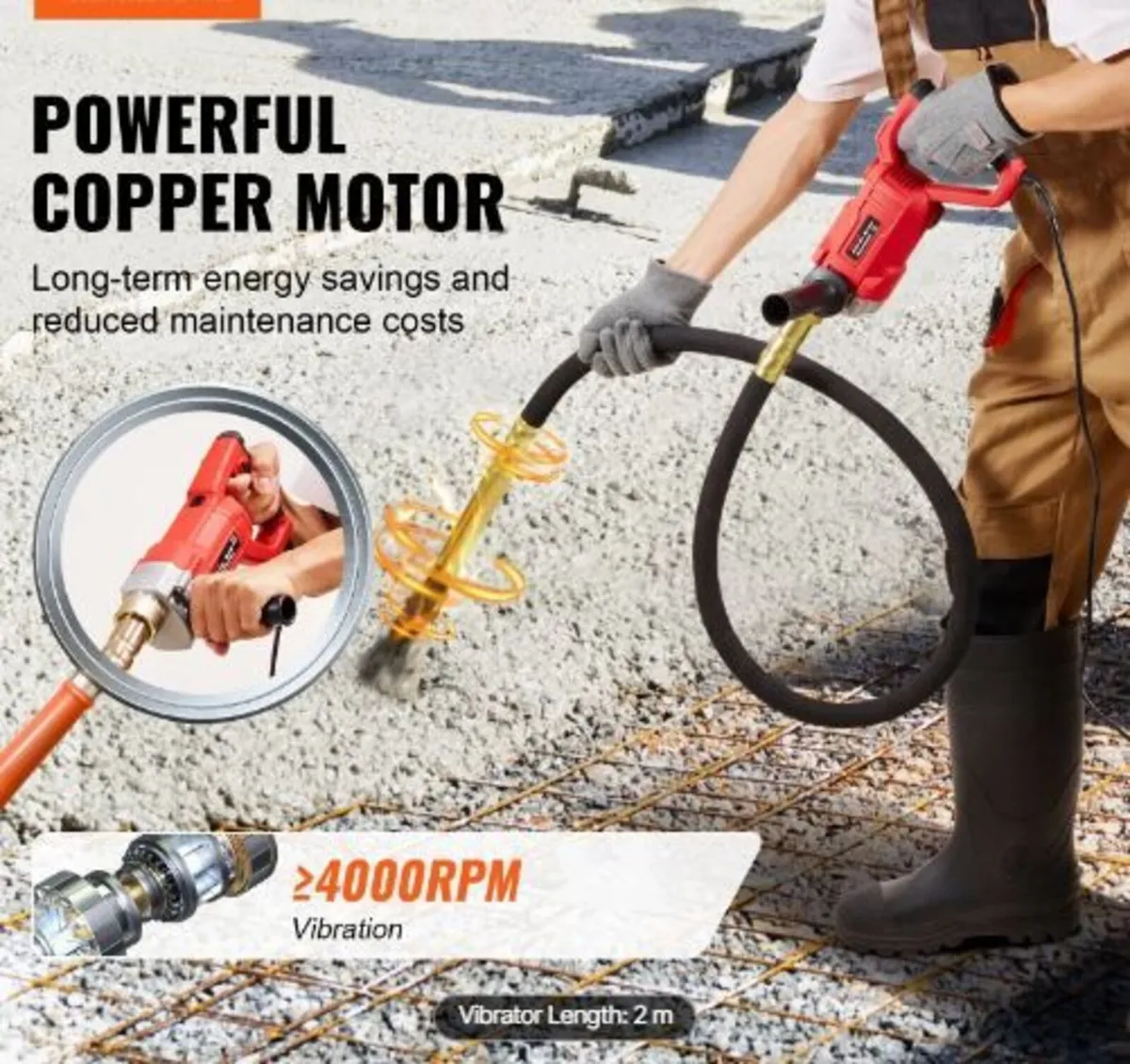 Handheld Concrete Vibrator, 960W - Image 3