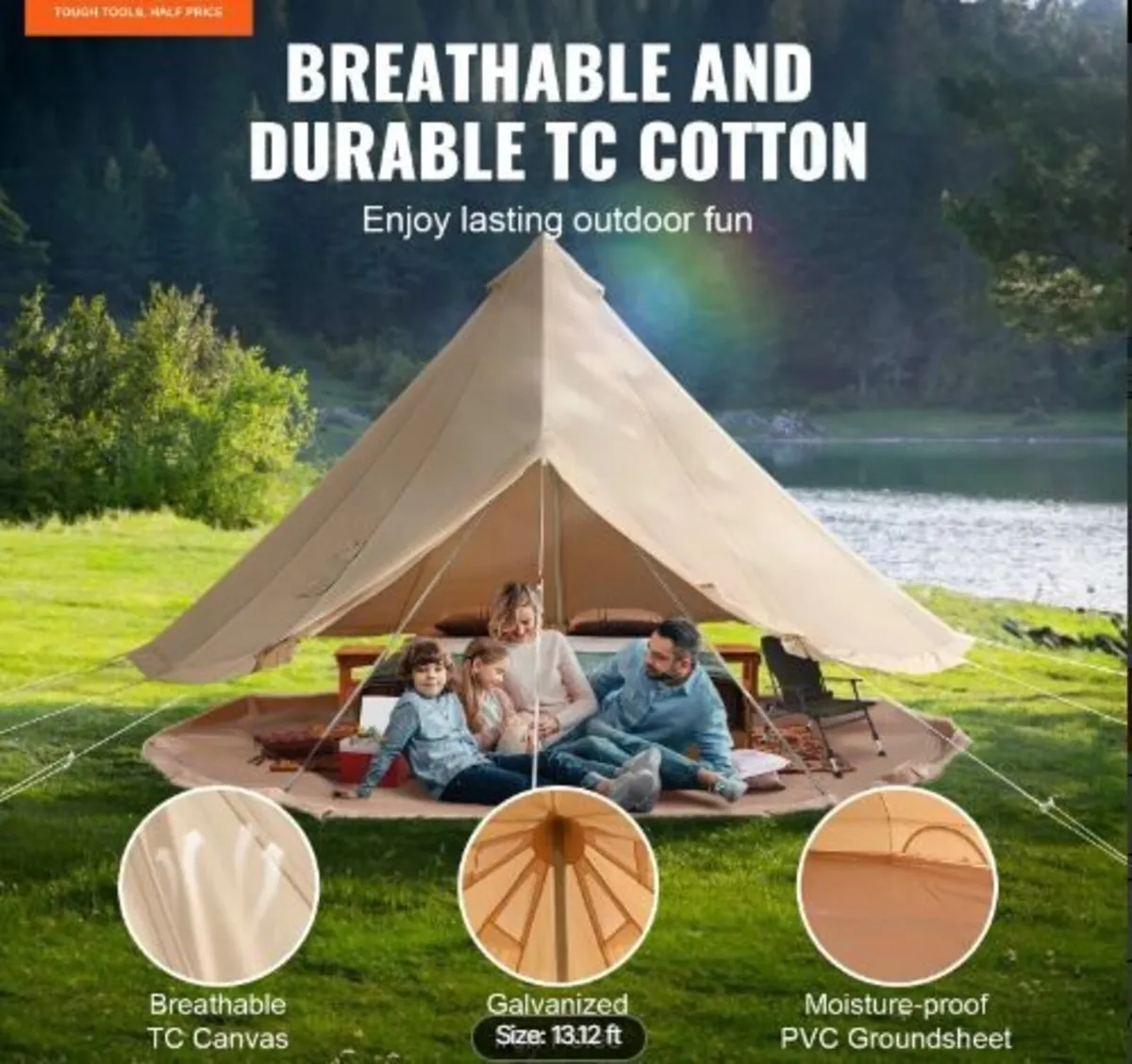 Canvas Bell Tent, 4 Seasons 4 m/13.12 ft - Image 2