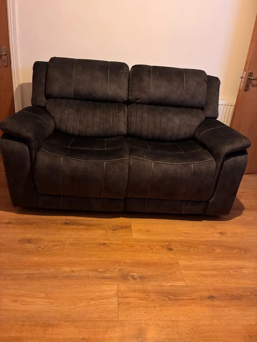X2 2 seater grey suede recliner couches - Image 1