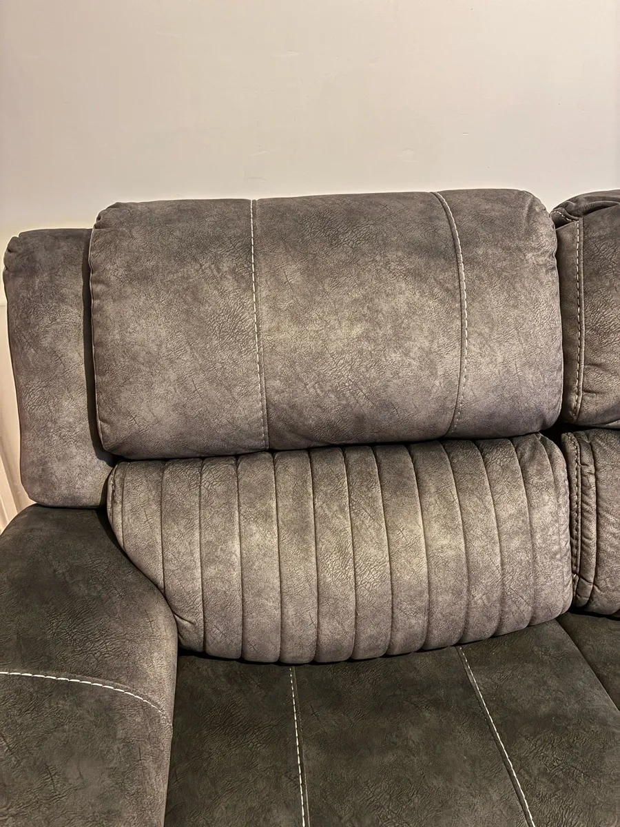 X2 2 seater grey suede recliner couches - Image 4